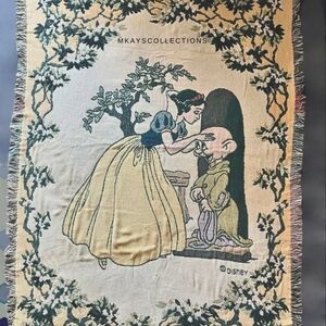 Vintage Disney Snow White And The Seven Dwarfs Tapestry Woven Blanket  By Beacon